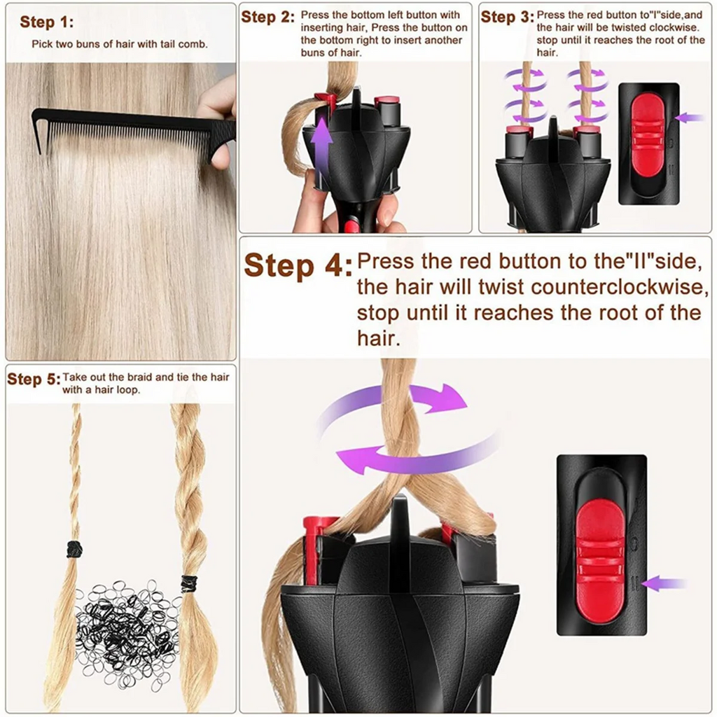 A71P Automatic Hair Braider USB Electric Hair Twister DIY Styling Tool for Hairstyles French Dreadlock Braid Maker for Girl