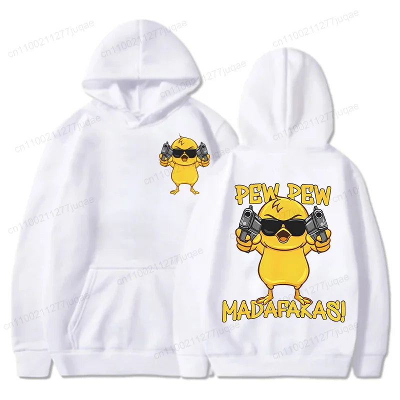 Pew Pew Madafakas Men's Hoodies Cute Chick Funny Graphic Sweatshirts Tops Trendy Streetwear Male Oversized Hooded Hoodie Clothes