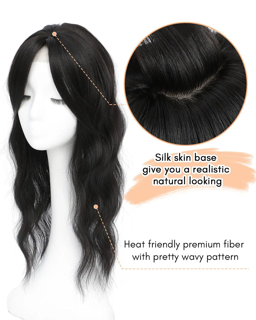 Synthetic Topper Clip In Hair Extensions with Bangs for Women Increase The Amount Of Hair On The Top Of The Head Cover The White