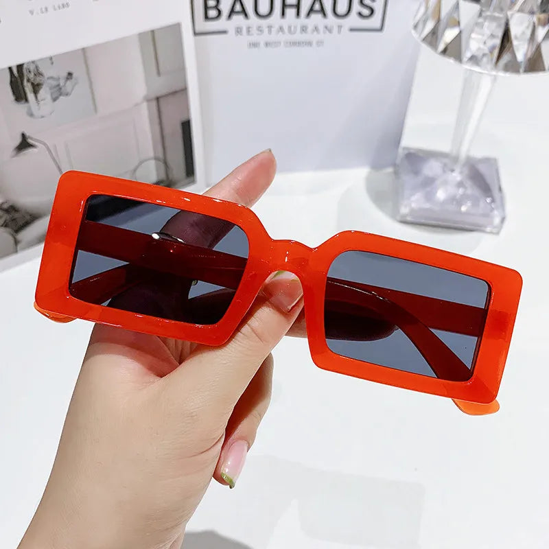 New Small Frame Rectangle Sunglasses Women's Fashion Jelly Color Sun Glasses Women Summer Travel Eyewear UV400 Oculos De Sol