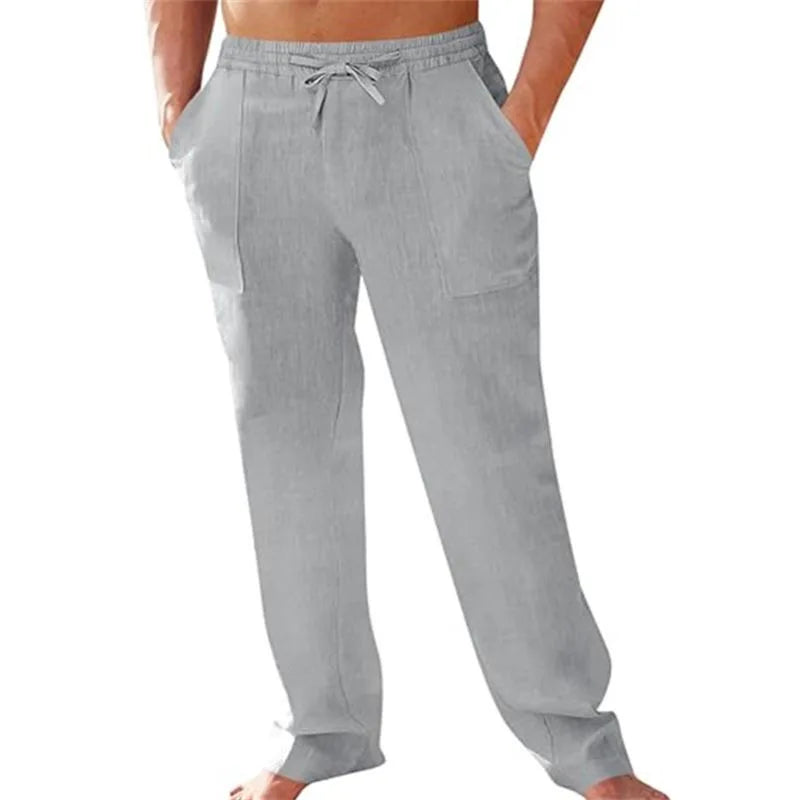 Summer and autumn plus size S-5XL men's pure cotton linen sports and fitness pants breathable casual training jogging pants stre