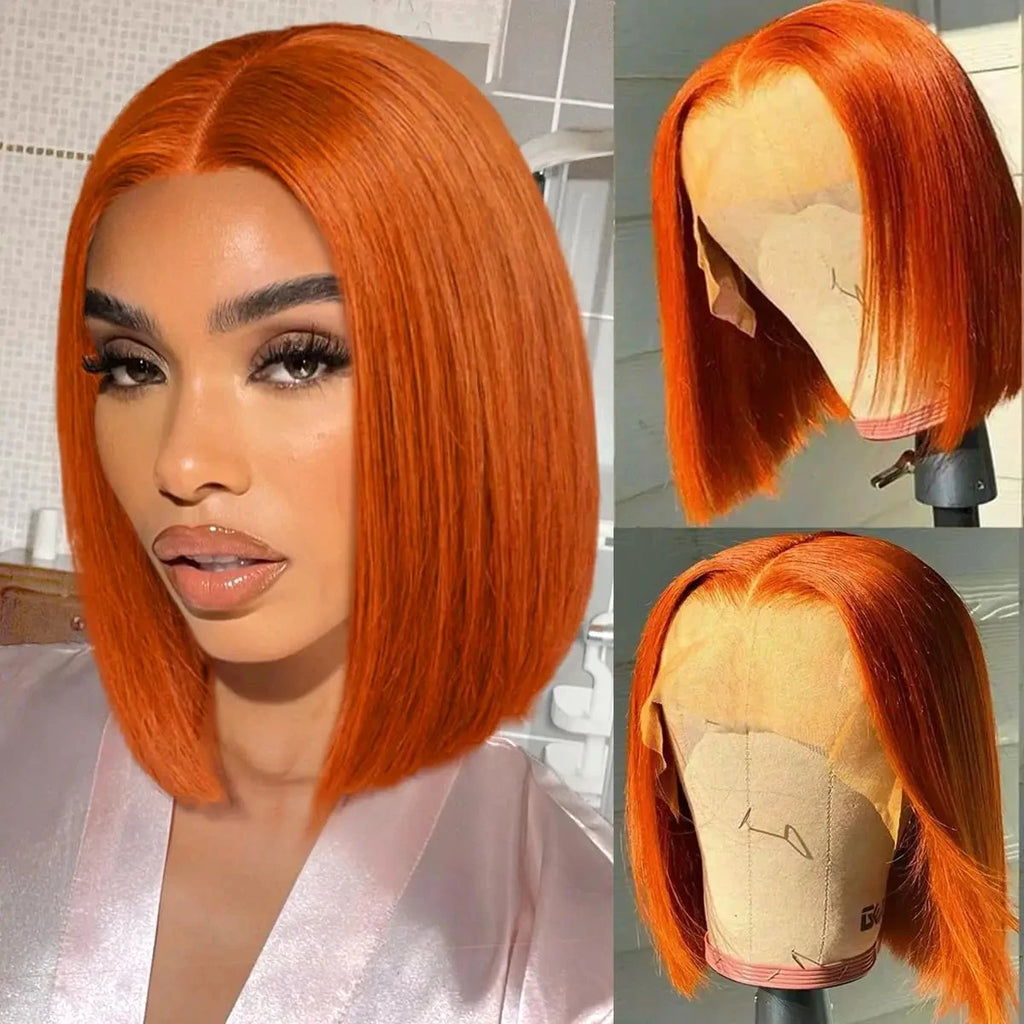 Straight Bob 100% Human Hair Lace Wig For Women Brazilian Remy Hair Middle Part Lace Easy Wear T Part Lace Wigs Clearance Sales