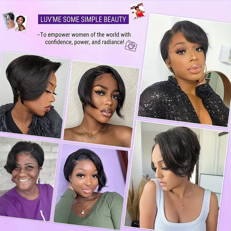 Short Pixie Cut Wigs Straight Lace Front Human Hair Wigs Glueless Wig Short Bob Wigs For Women Natural Color Cheap Wig On Sale