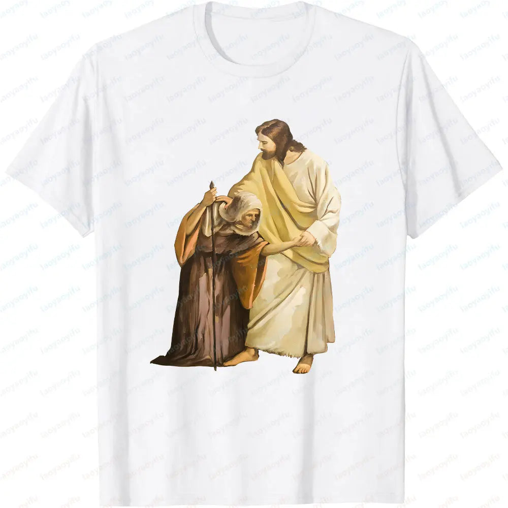 Jesus Christ Pantocrator Icon Sinai Orthodox Christian Man Gift Printed T-Shirt Summer Women Short Sleeve Cotton Unisex T Shirt