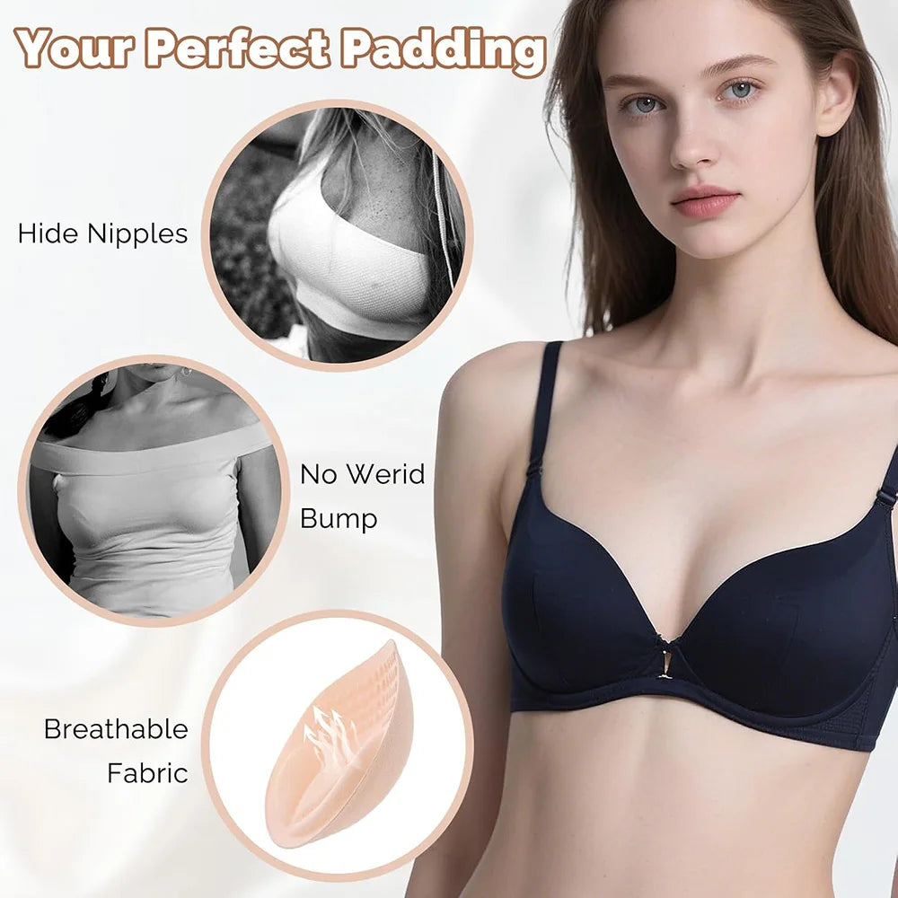 2 Pcs Thickened Underwear Cup, Small Breast Padding, Removable And Washable Push-up Breast Pad Inserts To Increase Padding