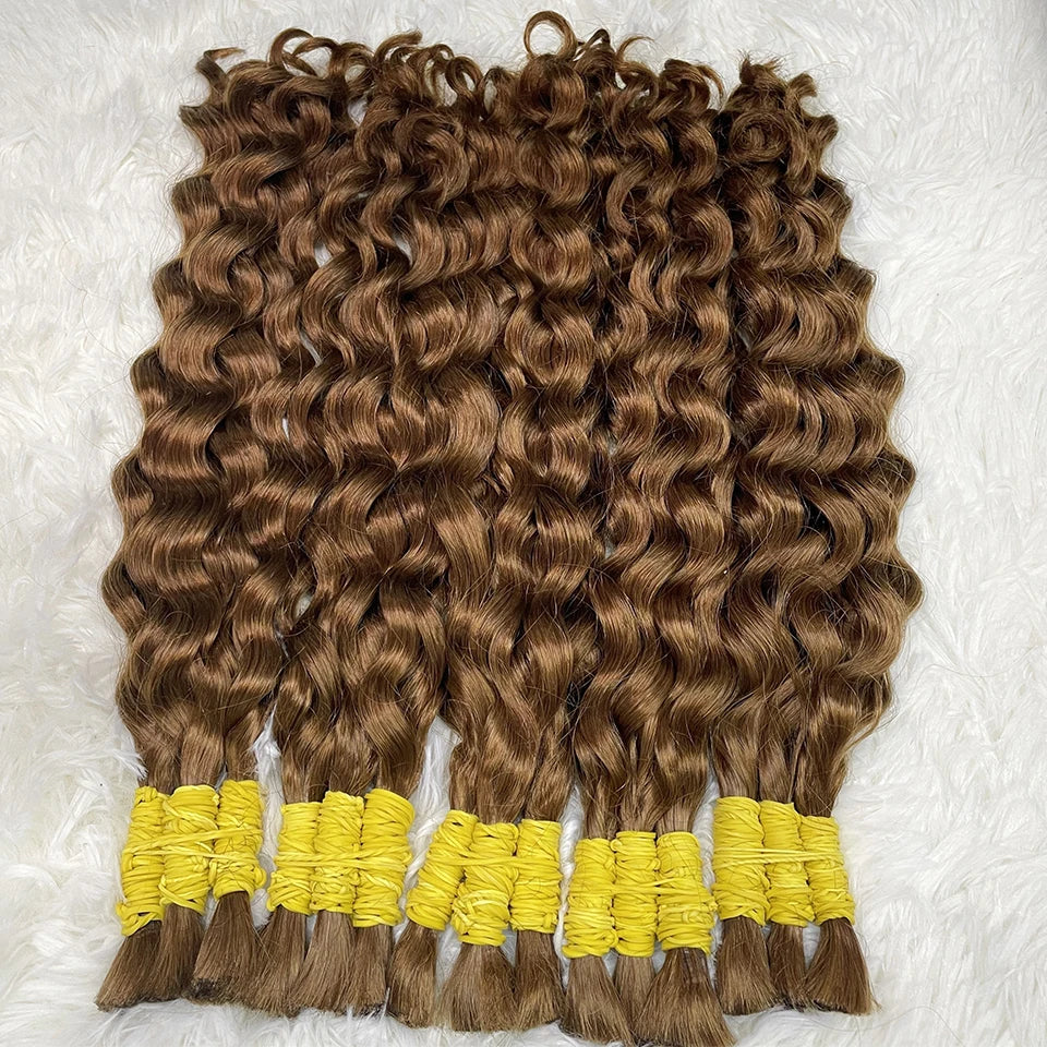 Bulk Braiding Hair 100% Human hair Virgin Deep Wave Unprocessed No Weft Boho Braids Human Hair Bulk Extensions Brazilian Remy 1B