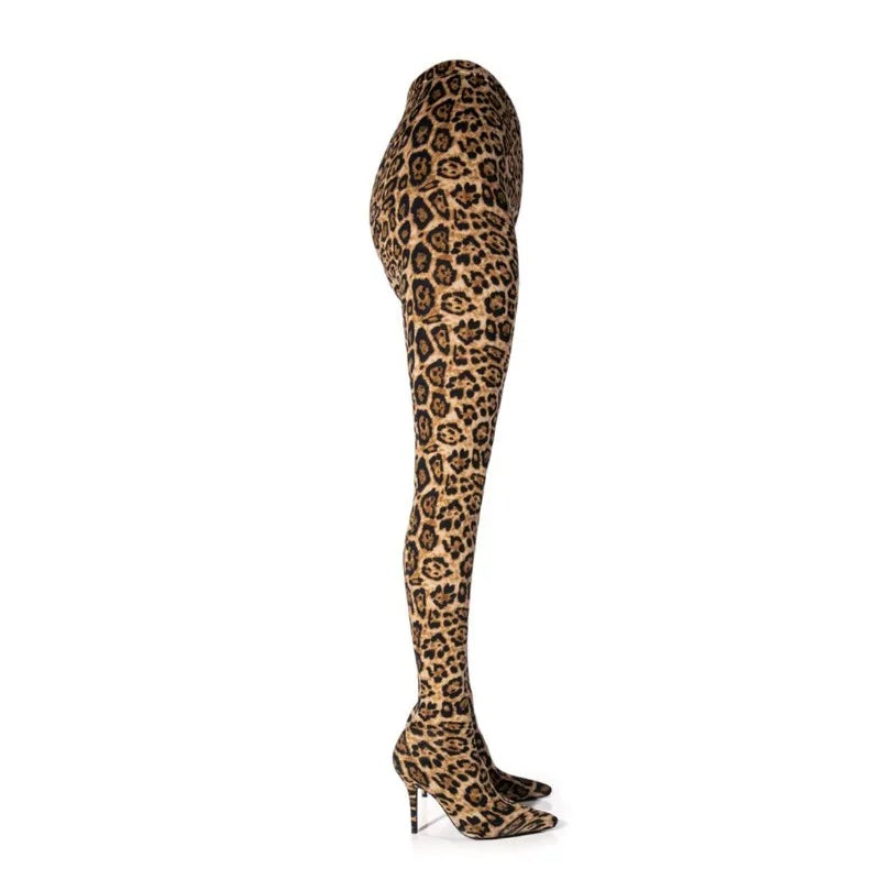 New Elastic Cloth Jumpsuit Pants Boots Women's Racing Party Trendy Sexy Steel Pipe Dance Pants Boots High-heel 10cm Size 34-46