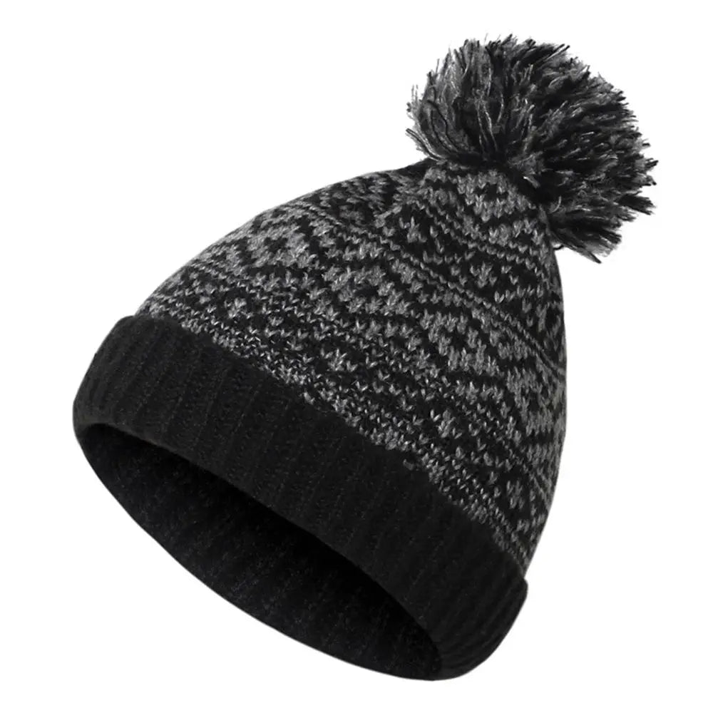Ourdoor Winter Warm Mens Pom Pom Hat Knitted Beanie Cap Cable Bobble Hat Pom Wooly Cap