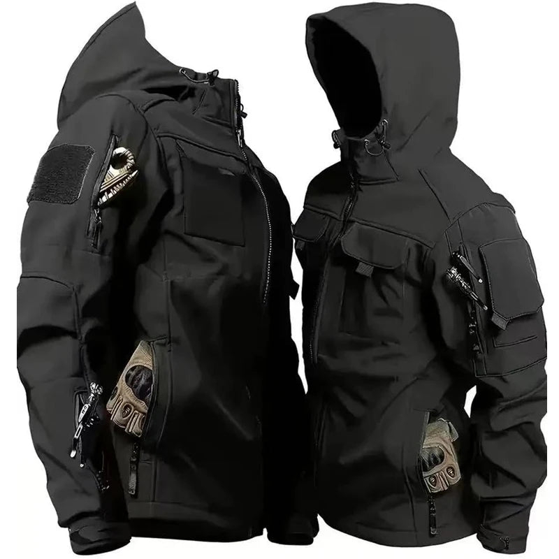 Men's Winter Autumn Warm Cargo Fleece Jackets Softshell Military Hoodie Windproof Outdoor Coats Hiking Camping Climbing Tactical