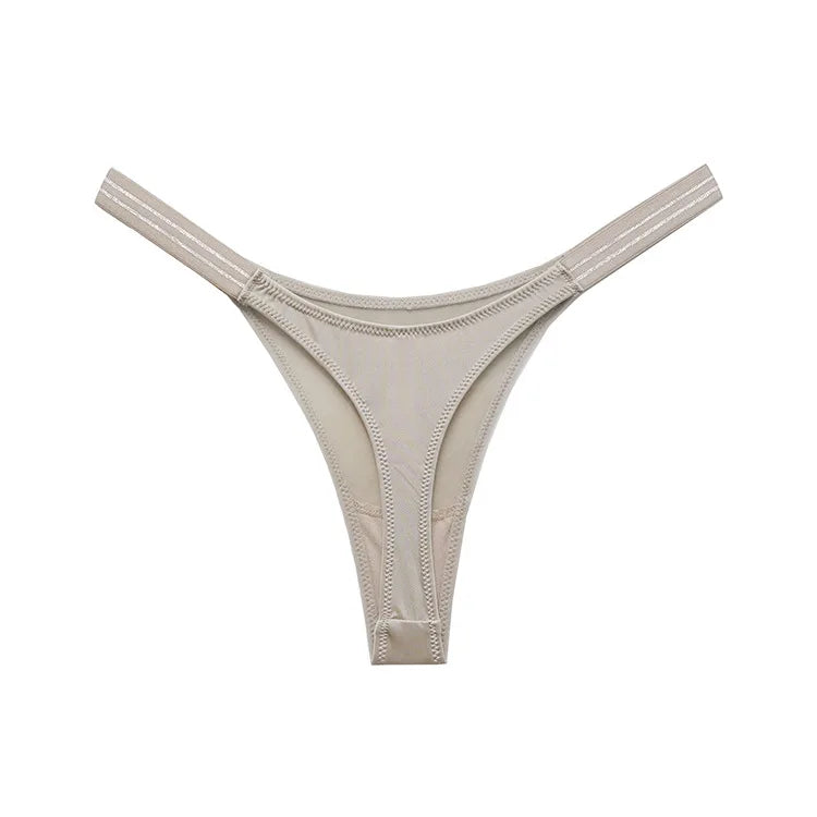 Women's low waist butt lift fitness sports high fork fashion thong thong sexy European and American ice silk T pants lingerie