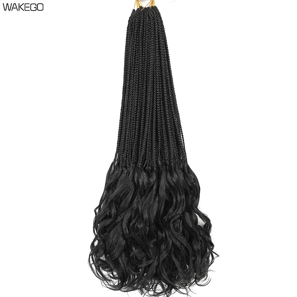 24 18 14 Inches French Curly Crochet Braids New Goddess Box Braids Bouncy French Curl Braid Hair Crochet Synthetic Braiding Hair
