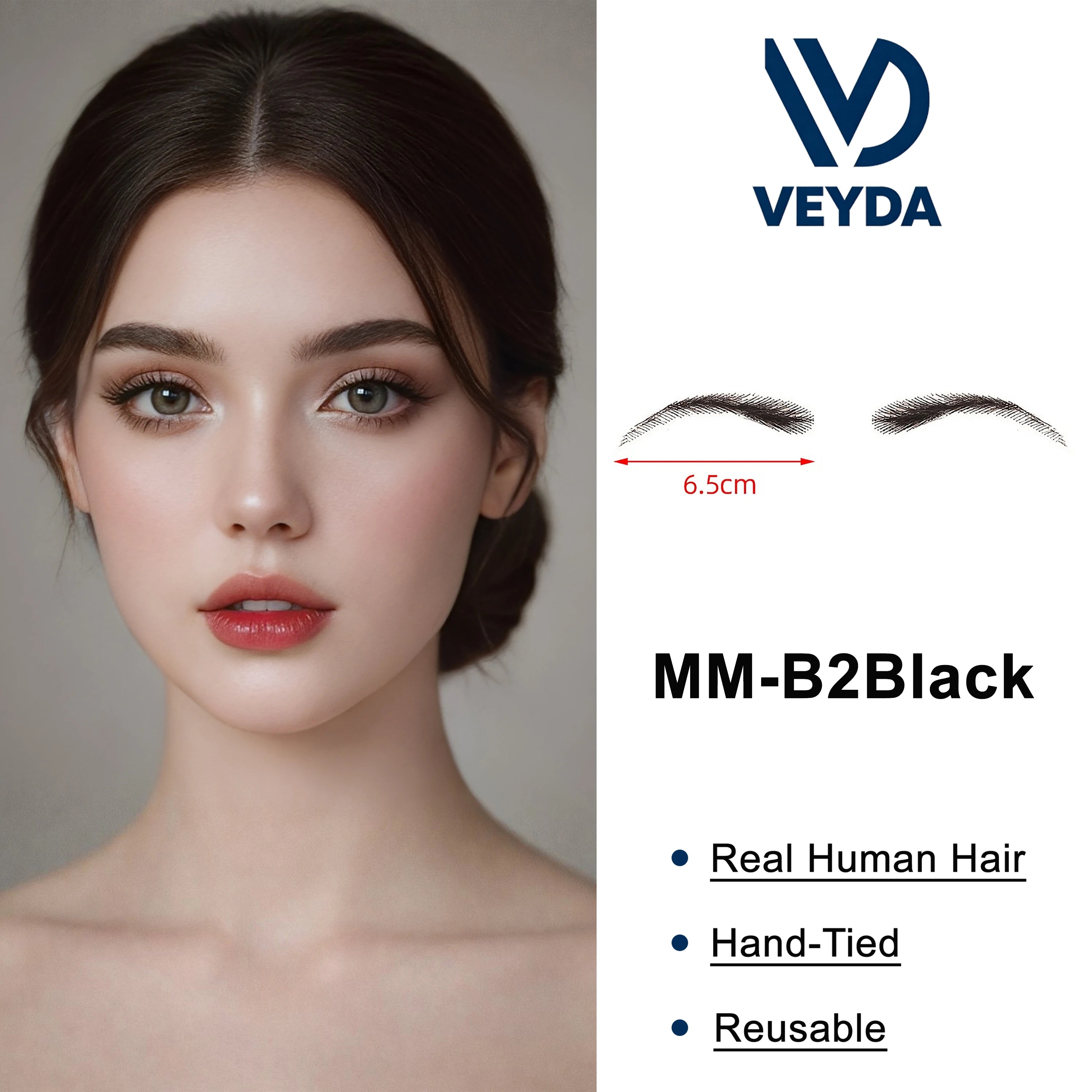 6 New Styles Invisible Natural Black Fake Eyebrows For Adult Males and Females 100% Human Hair Handtied Lace Base Natural Growth