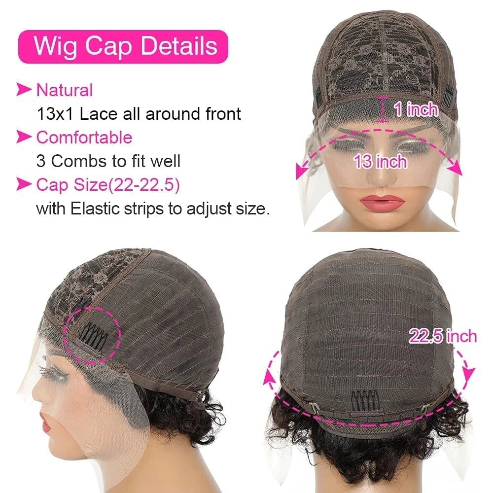 Short Pixie Cut Wigs Brazilian Human Hair Curly Wigs Cheap 13X1 Transparent Lace Wig Preplucked Hairline Wigs For Black Women