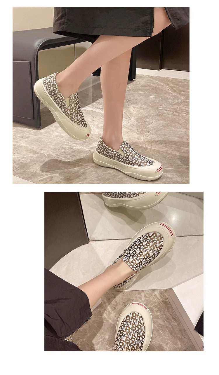 Fashion Designer Women's Platform Sneakers Casual Comfortable Ladies Flat Canvas Shoes Girls Letter Printing Slip-on Loafers