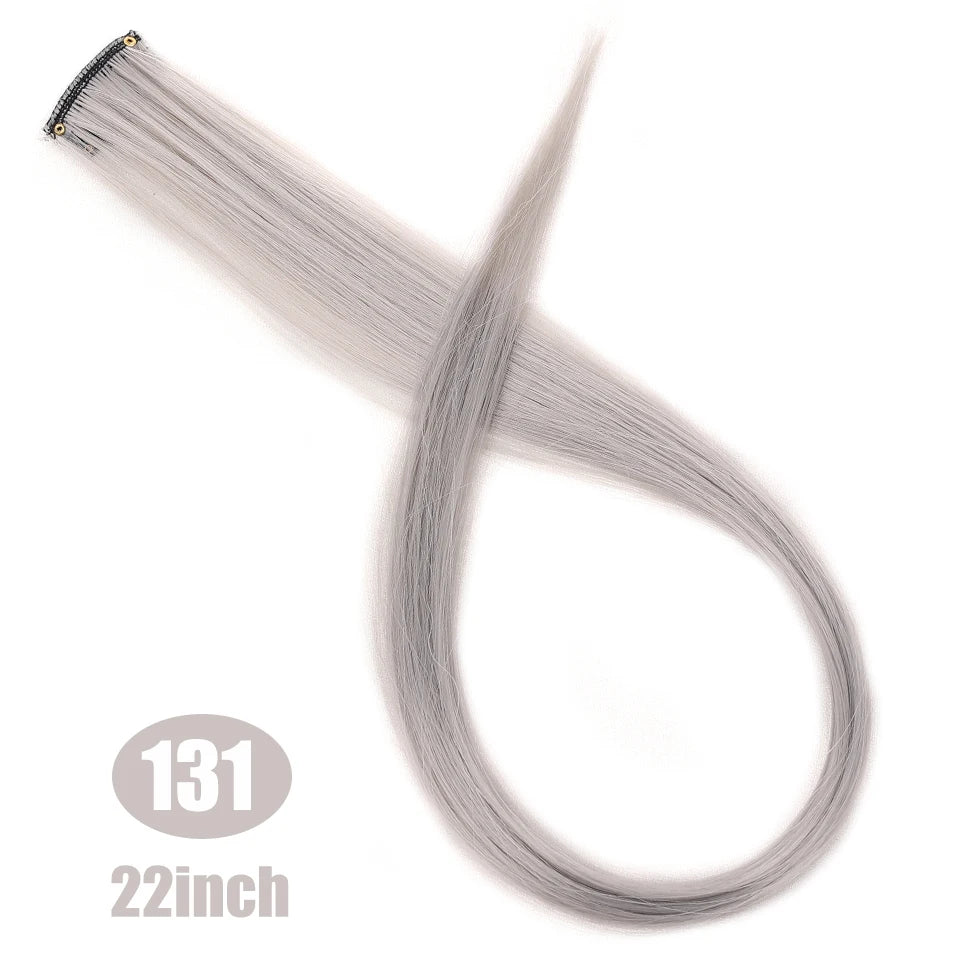 Lupu Synthetic Long Straight Rainbow Highlight Colored Hair Extensions Clip In Fake Hair Pieces For Women Heat Resistant