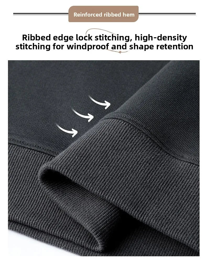 Loose Fit  Color Hoodl Sweatirt Long Sve round Ne Men's Autumn Winter Heavyweight Comfortable Antibacterial Ba...