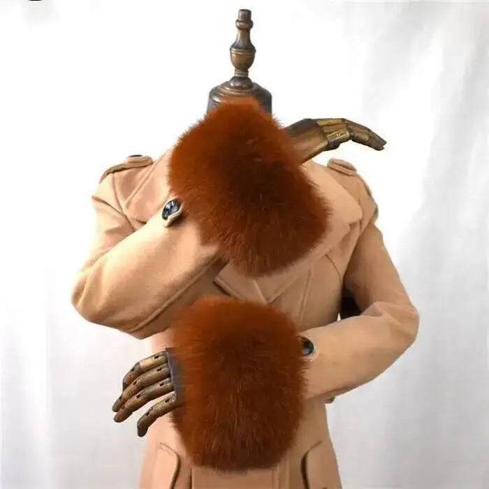 100% Real Fox Fur Cuffs Winter Natural Warm Oversized Arm Warmmer Wristband High Quality Coat Jacket Sleeve Fashion Luxury Cuffs