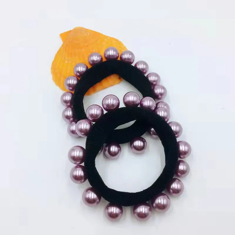 1PC Fashion Girl Elastic Hair Band Pearl Black Hair Rope Elegance Women Hair Accessories Rubber Band Ponytail Holder Tie Gum