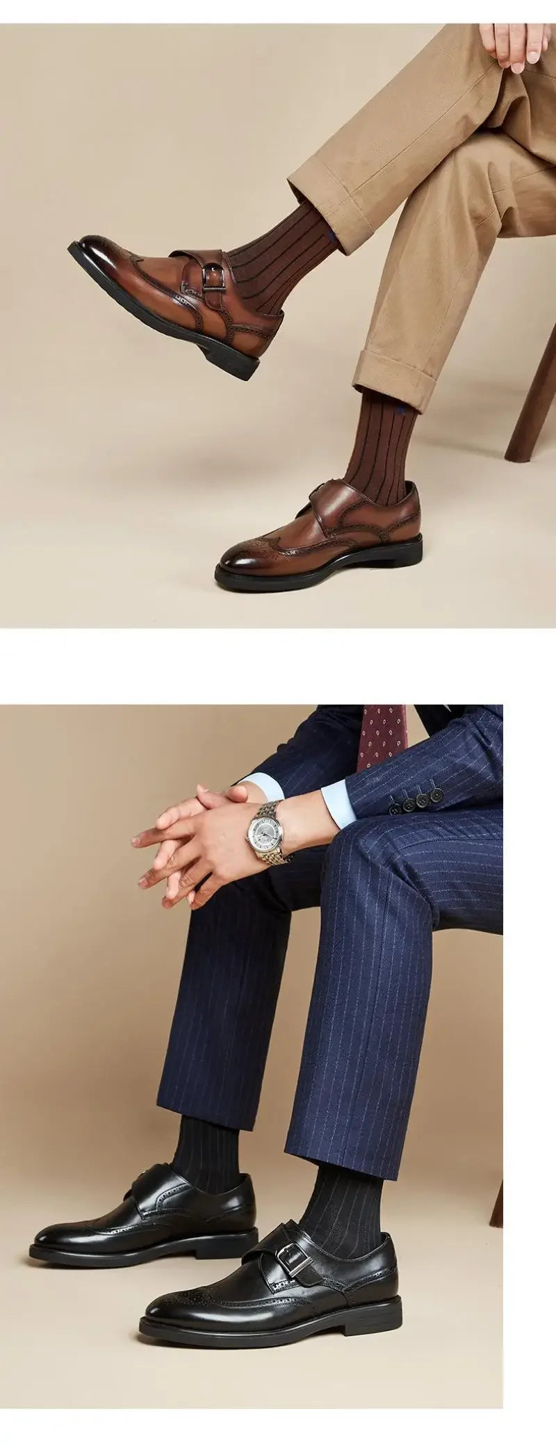 2024 Carved Block Leather Shoe Allmatch Business Dress Shoe Men Wedding Banquet Shoe Social Shoe Male British Luxury Men Shoe
