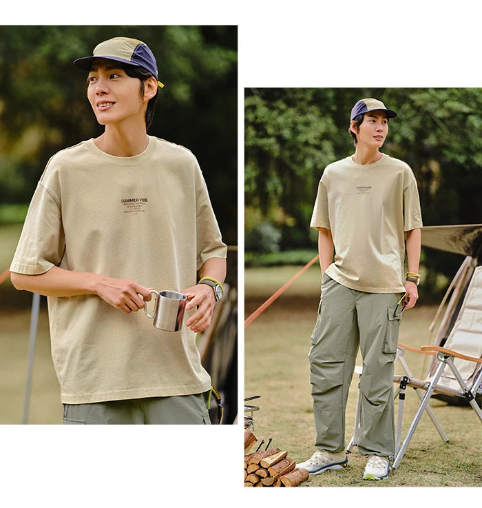 Semir Men T Shirts Short-Sleeve T-Shirt Summer New Arrival 2024 Loose Fit And Contrasting Print Design Simple Tee Top Men