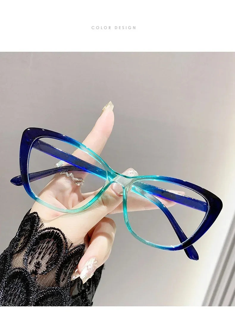 Cat Eye Clear Lens Presbyopia Glasses Retro Gradient Butterfly Frame Reading Glasses Blue Light Blocking Eye Protection Eyewear