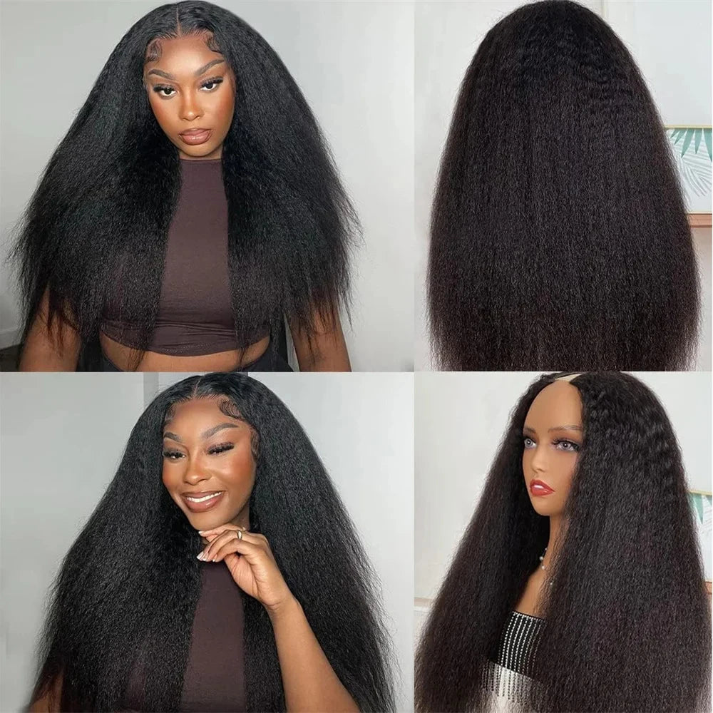 30 Inch Kinky Straight U Part Wig Glueless Wigs Human Hair Ready To Wear Remy Human Hair Wigs V Part Wig No Lace Wigs For Women