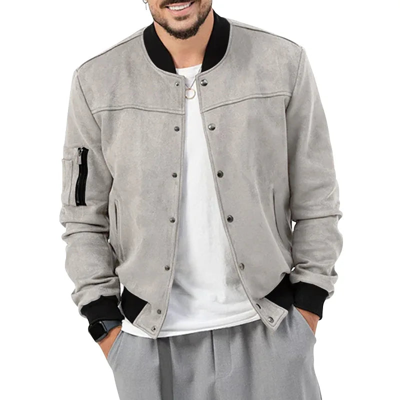 24  Autumn/Winter Suede Men's Button Cardigan Jacket Casual American