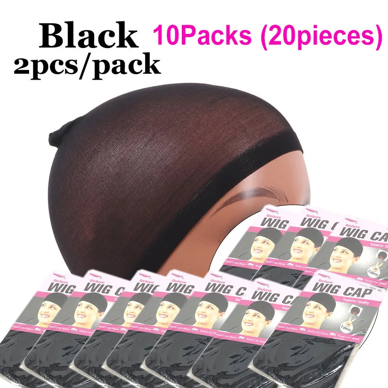 Dark Brown Wig Cap For Lace Front Wigs 20Pcs (10 Packs) Nylon Wig Cap For Wigs Making Stretchy Stocking Wig Caps For Women