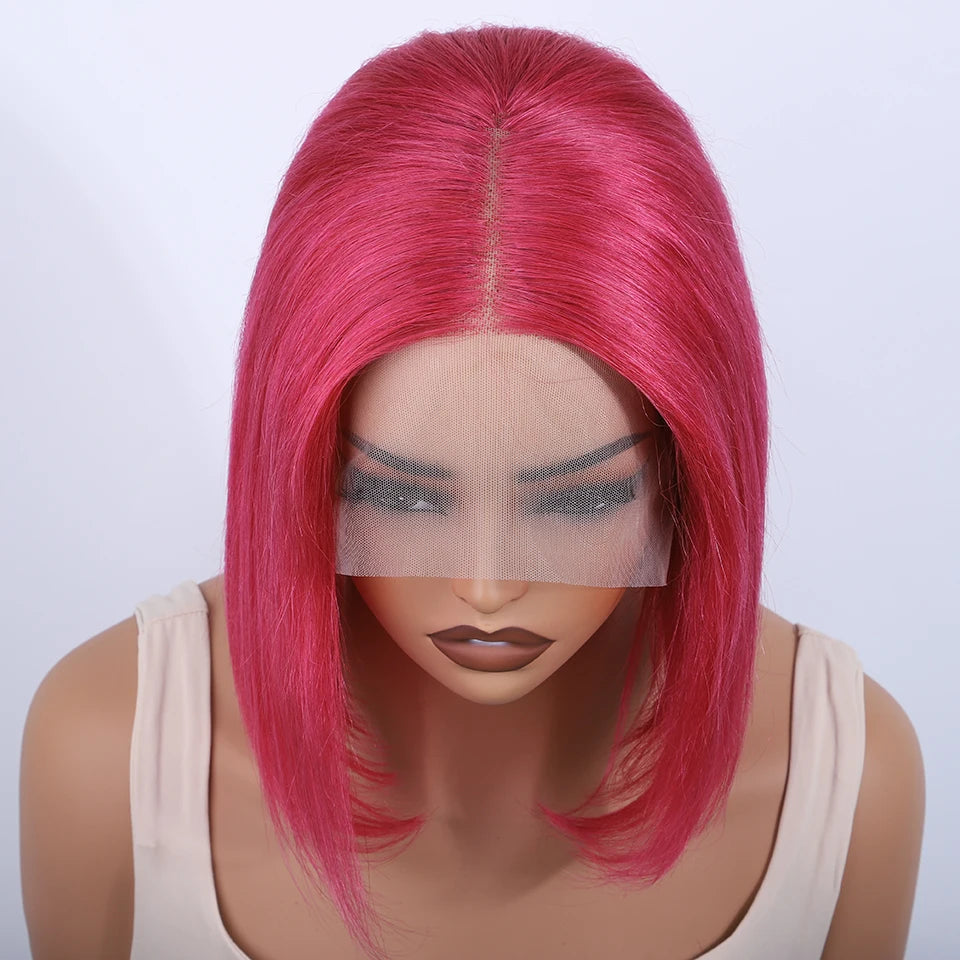 Straight Bob 100% Human Hair Lace Wig For Women Brazilian Remy Hair Middle Part Lace Easy Wear T Part Lace Wigs Clearance Sales