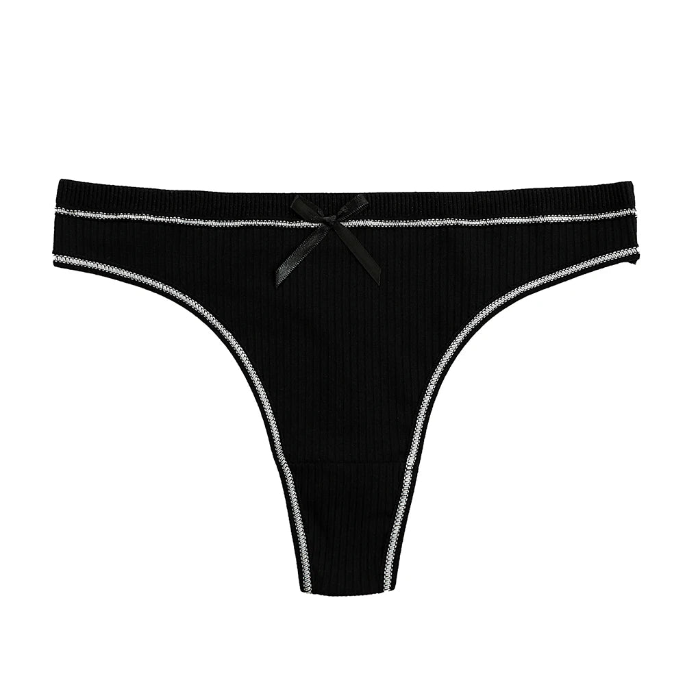 Women's Thong Sexy Panties Cotton Bow Tie Underpants Comfort Soft Intimates Lady Briefs Female Panty Lingerie Sexy Women
