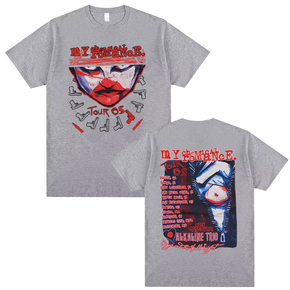 90s Punk Band My Chemical Romance Tour 2005 T-shirt Men Women Gothic Fashion Street Oversized Tshirt Male Soft Cotton T Shirts