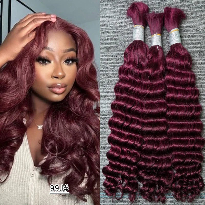Wholesale Red Deep Wave Hair Bulk for Boho Braids 100% Human Hair Extensions No Weft Blonde Red Curly 613 Vietnamese Hair 30inch