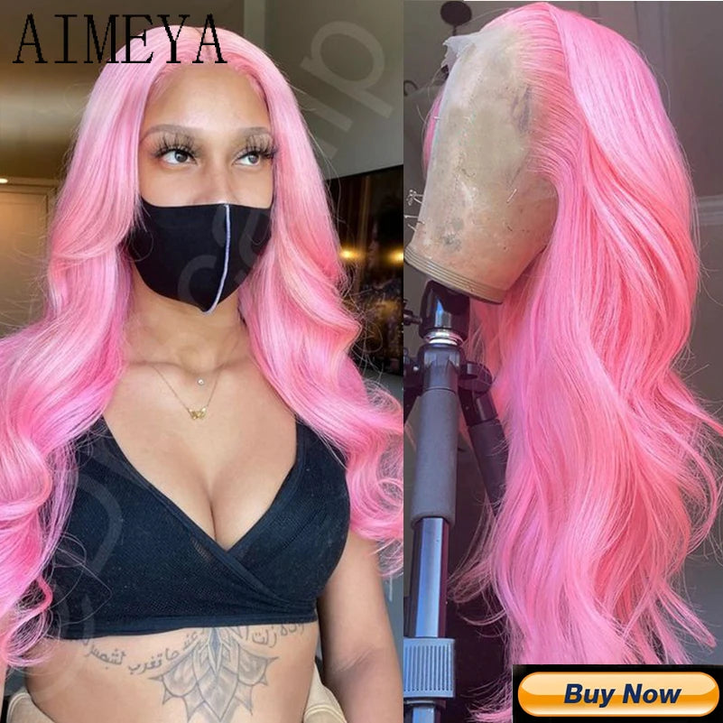 AIMEYA Water Wave Synthetic Lace Wig Natural Looking Lace Front Wigs for Women Free Part Cosplay Party Wig Heat Resistant Wigs