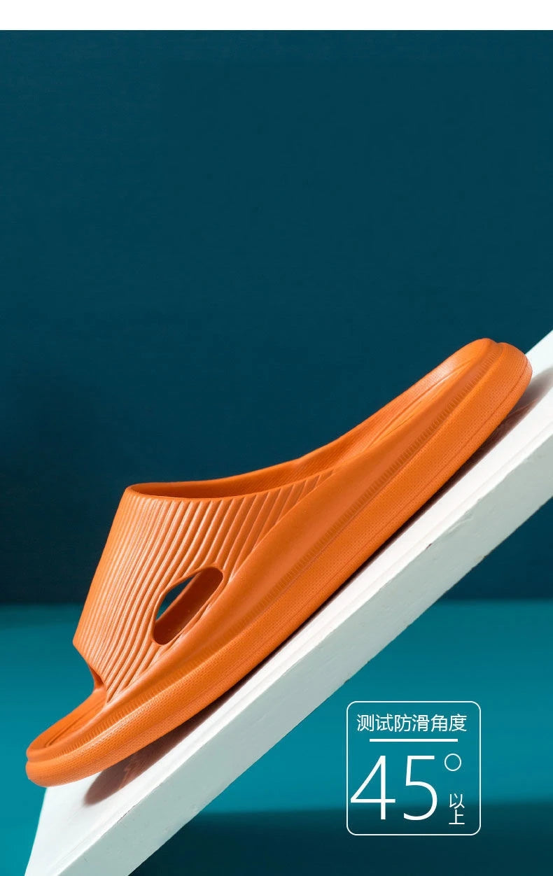 Soft Home Slippers Couples Summer Indoor Non-Slip Bathroom Slippers Solid Sandals Hotel Family Men Women Flip Flops Flat Shoes