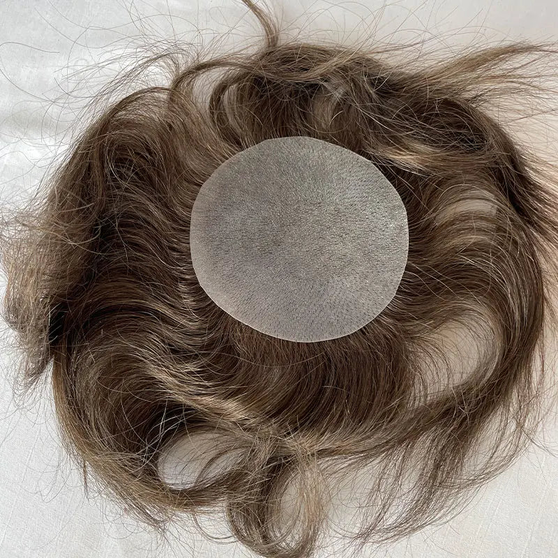 European Human Hair Men's Wigs Full Skin PU Bald Spot Patches Toupee For Men and Women 8cm X 8cm Hair Piece  Glue On Hair System