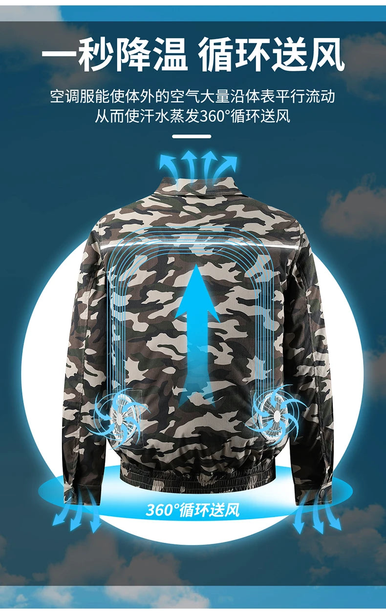Clothes with fans in summer heatstroke prevention and cooling air conditioning men's clothing refrigeration work Outdoor Jacket