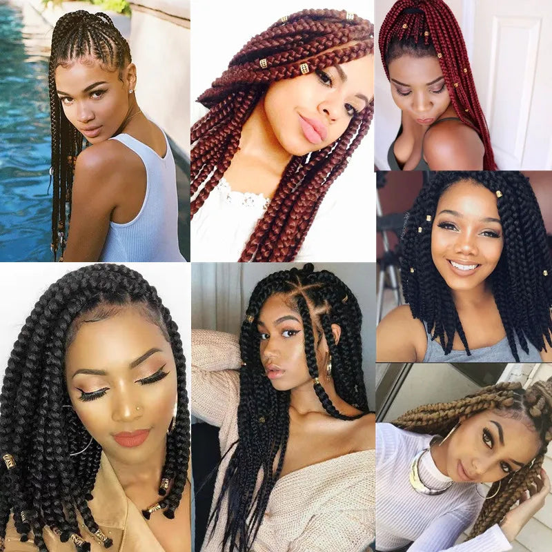 Full Star Box Braids Synthetic Hair 12" 18" 22" Crochet Braids Style Black Burgundy Brown for Africa America Women Crochet Hair