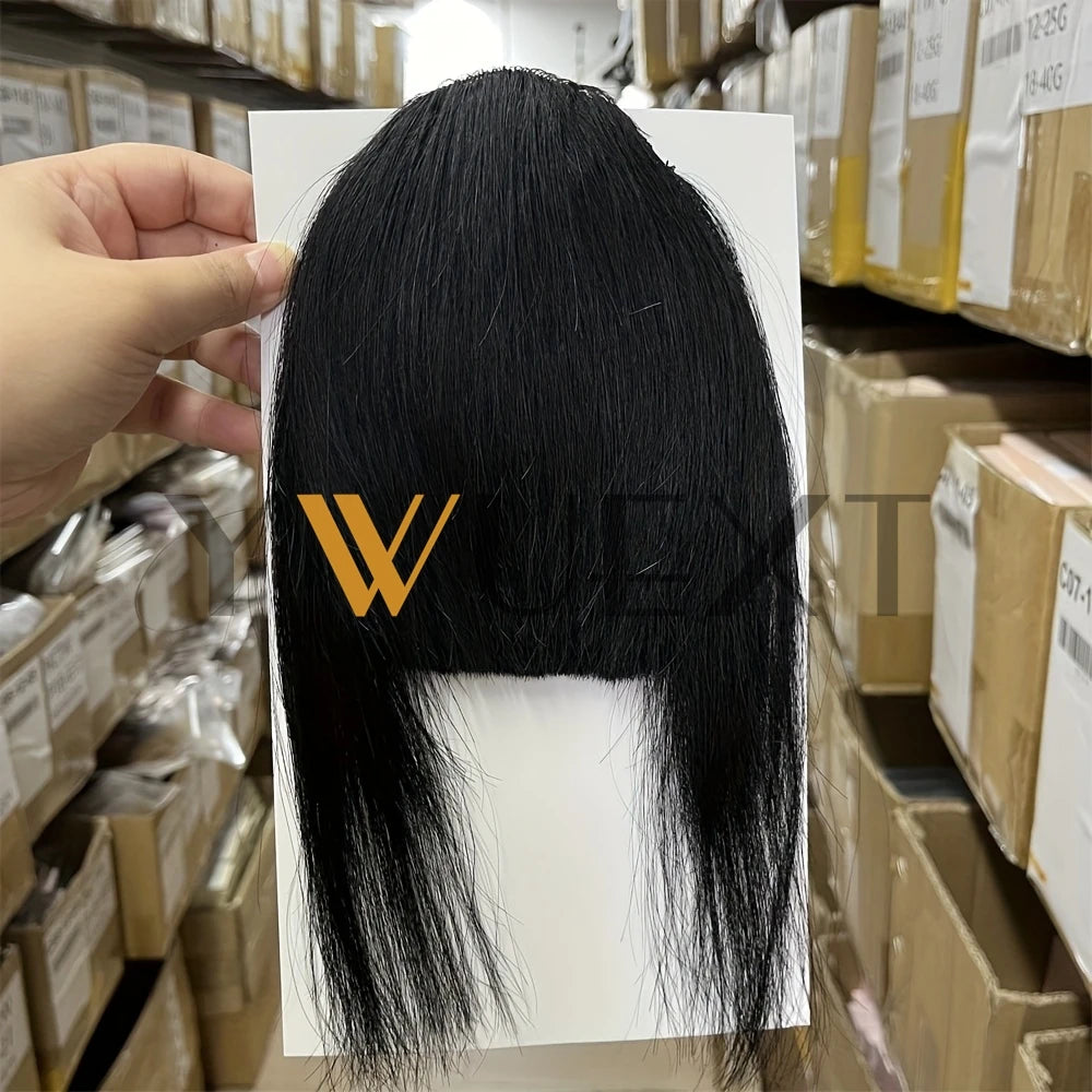 YWUEXT Blonde Clip-In Bangs Human Hair Pieces Real Natural Staight Hair 8 inch Bangs Clips in Fringe Bangs Hairpiece for Women