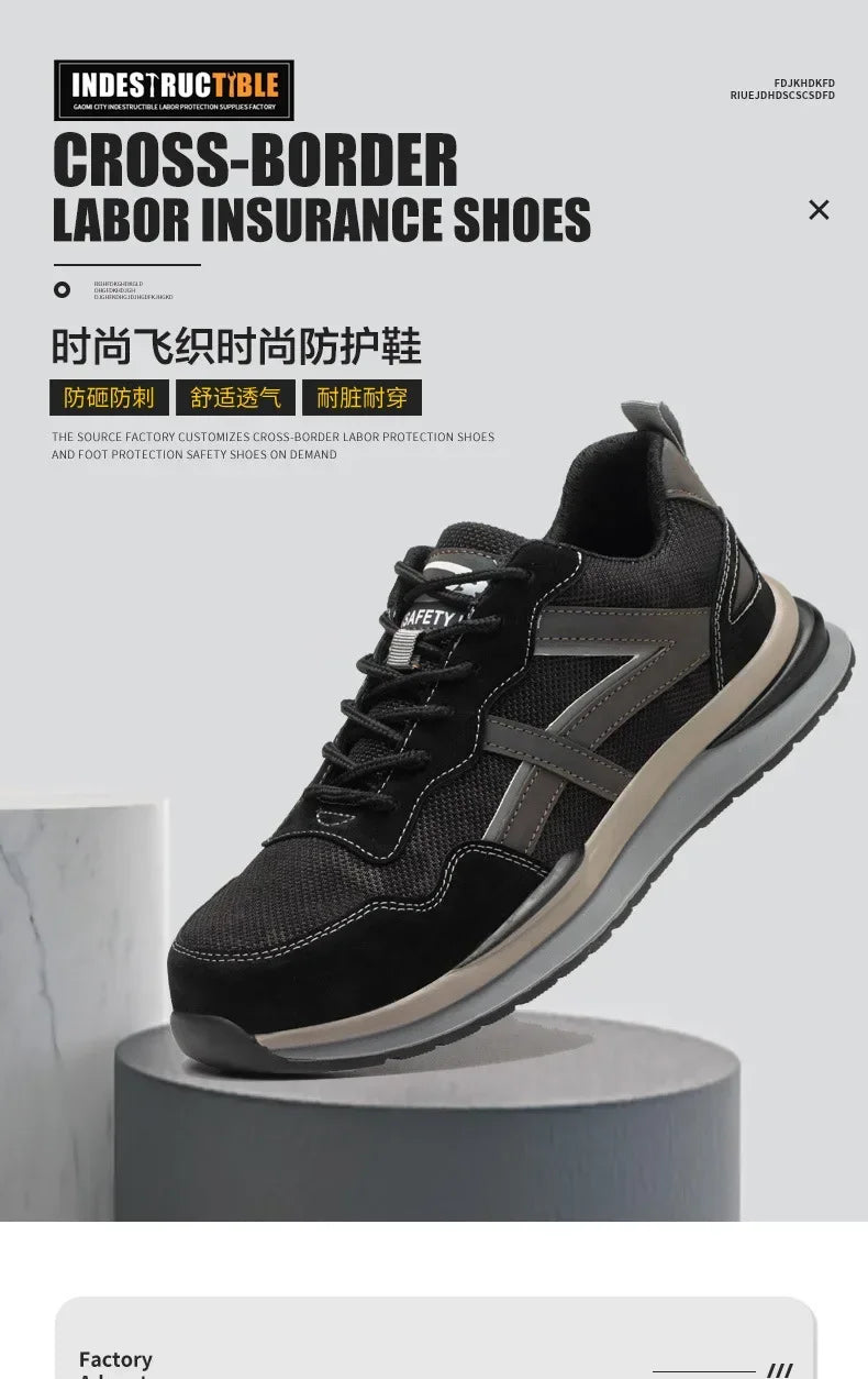 New Type of Labor Protection Shoes Anti - Hit Anti - Puncture Summer Mesh Surface Breathable Protective Shoes Safety Work Shoes