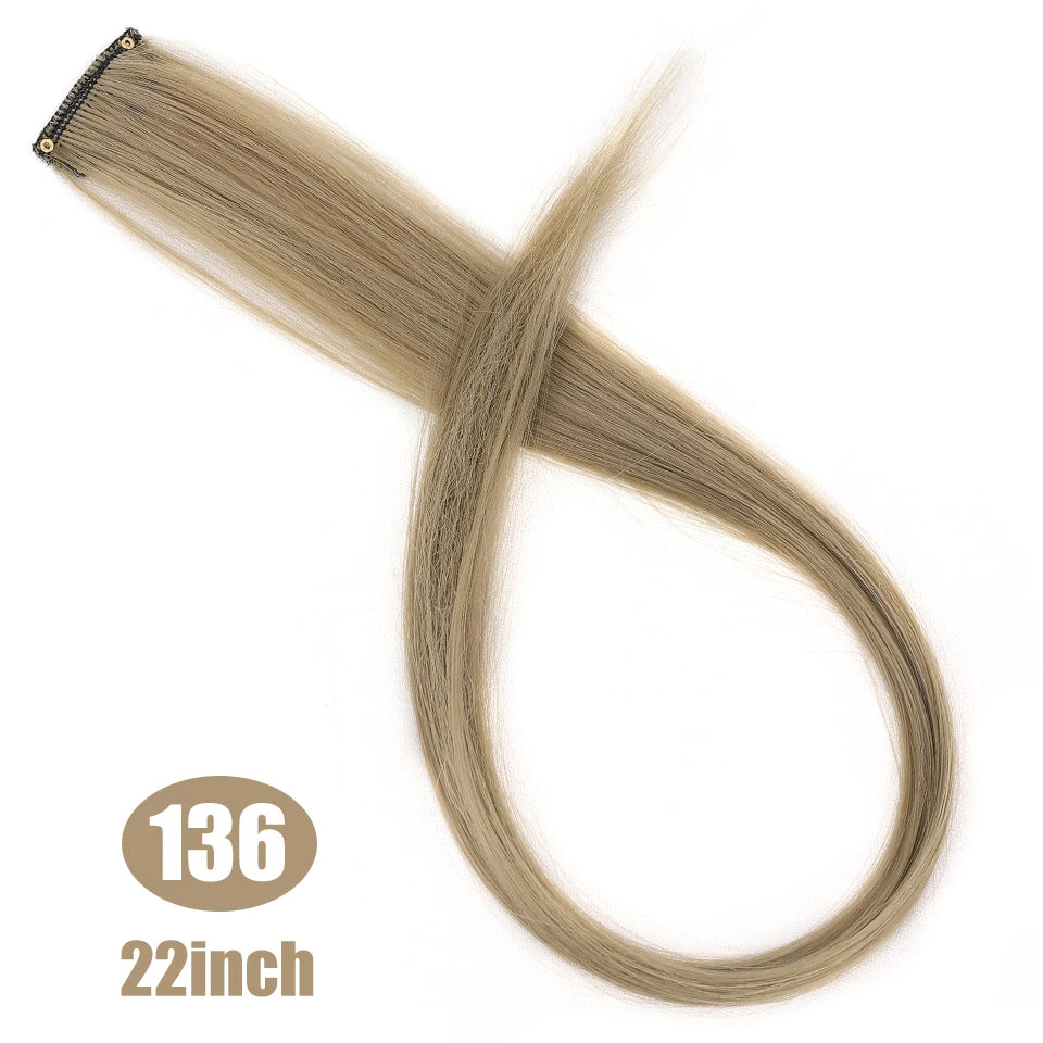 Lupu Synthetic Long Straight Rainbow Highlight Colored Hair Extensions Clip In Fake Hair Pieces For Women Heat Resistant
