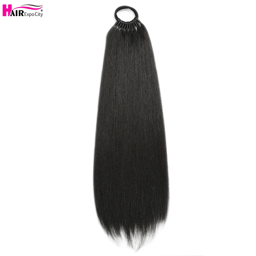 Straight Ponytail With Elastic Band 24"32" Synthetic Hair Ponytail Extensions 12Strands Women's Hairpieces False Tail For Women