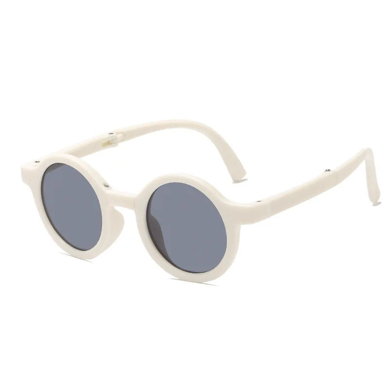 New Folding Children's Fashionable Round Sunglasses Cute Eyeglasses For Boys Girls Baby Sunshade And UV Protection