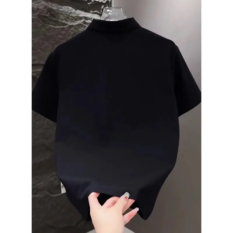 Men's Spliced   striped Polo Shirt Short-sleeved Summer Fashion T-shirt