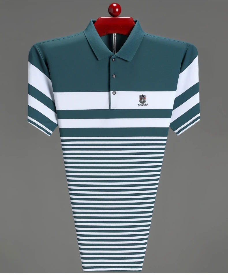 Light luxury fashion striped short sleeve polo shirt high-end brand embroidery summer breathable Paul T-shirt casual men's wear