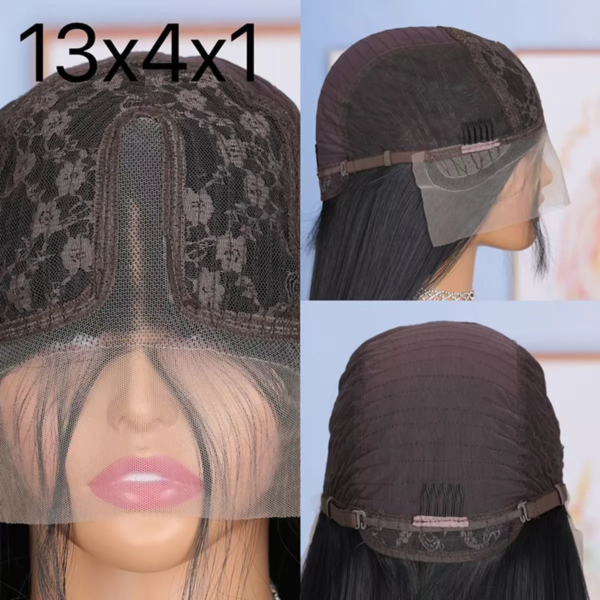 Deep Wave Black Color Soft Synthetic 13X4X1 HD Lace Front Wigs For Women Prepuck Bleach Knots Glueless Wig Daily Party Cosplay
