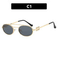 1PC Fashionable Metallic Double Beam Elliptical Sunglasses for Women New Versatile and Personalized Sunglasses for Spicy Girls