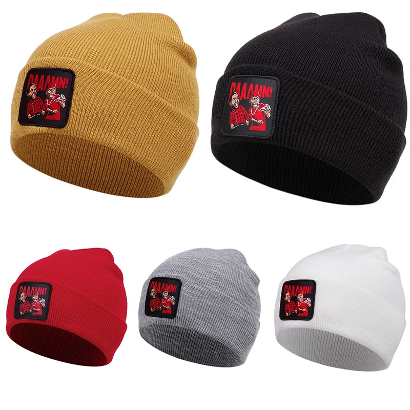 DAAAMN cartoon embroidered knitted hat for autumn and winter outdoor sports events Warm woolen hat hip-hop