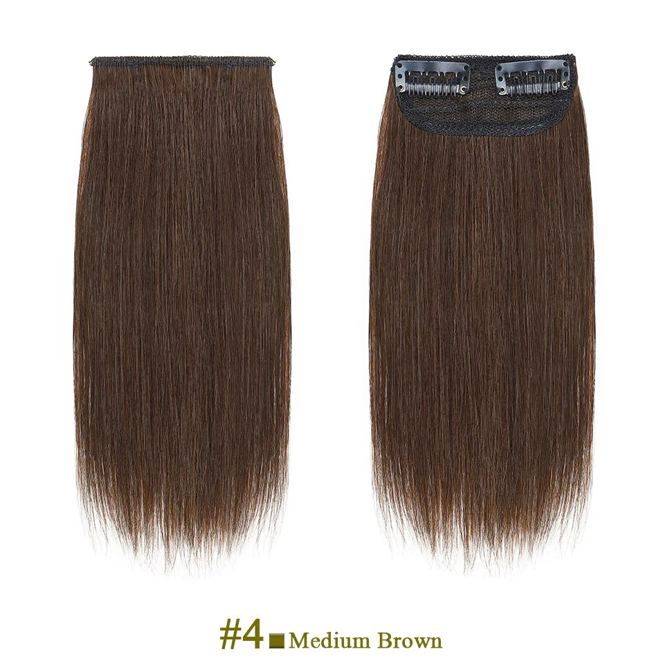 S-noilte 1pc Straight Clip in Hair Extensions Human Hair Side Head 8inch 12inch Black Brown Women Fake Hairpiece Platinum Blonde