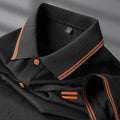 New Style Turn-down Collar Summer Casual Short-sleeve Men's Business Polo Collar Stylish Color-block Stripe T-shirt