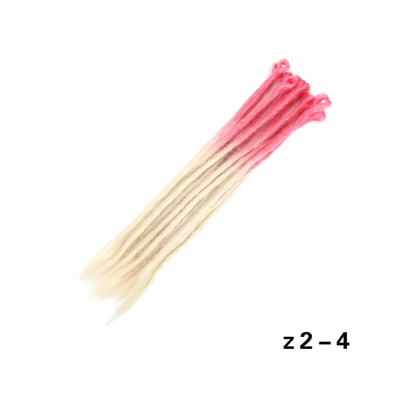 Dreadlocks Extensions Thin 0.7cm Width Synthetic Crochet Braids Hair Dreads Fake Hair Ombre Mint Green Reggae Hip Hop Style Pink